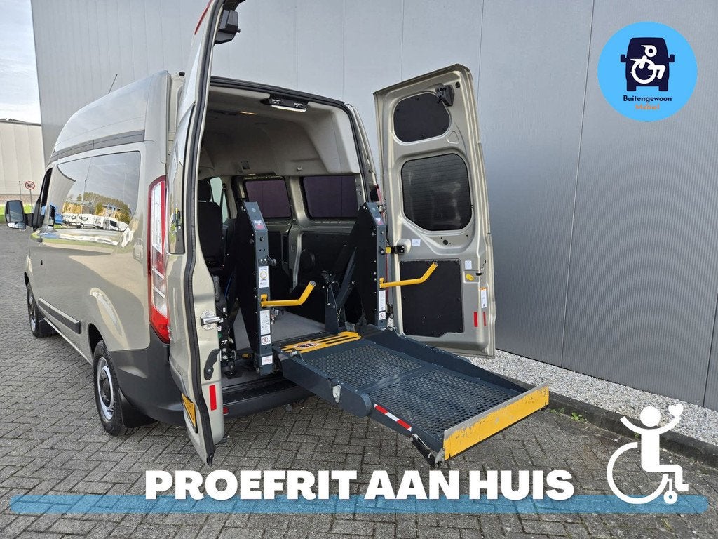 Ford Transit Custom 290 2.2 TDCI L1H2 Rolstoelbus | Airco |, Auto's, Voorwielaandrijving, 12 maanden, Gebruikt, Zwart