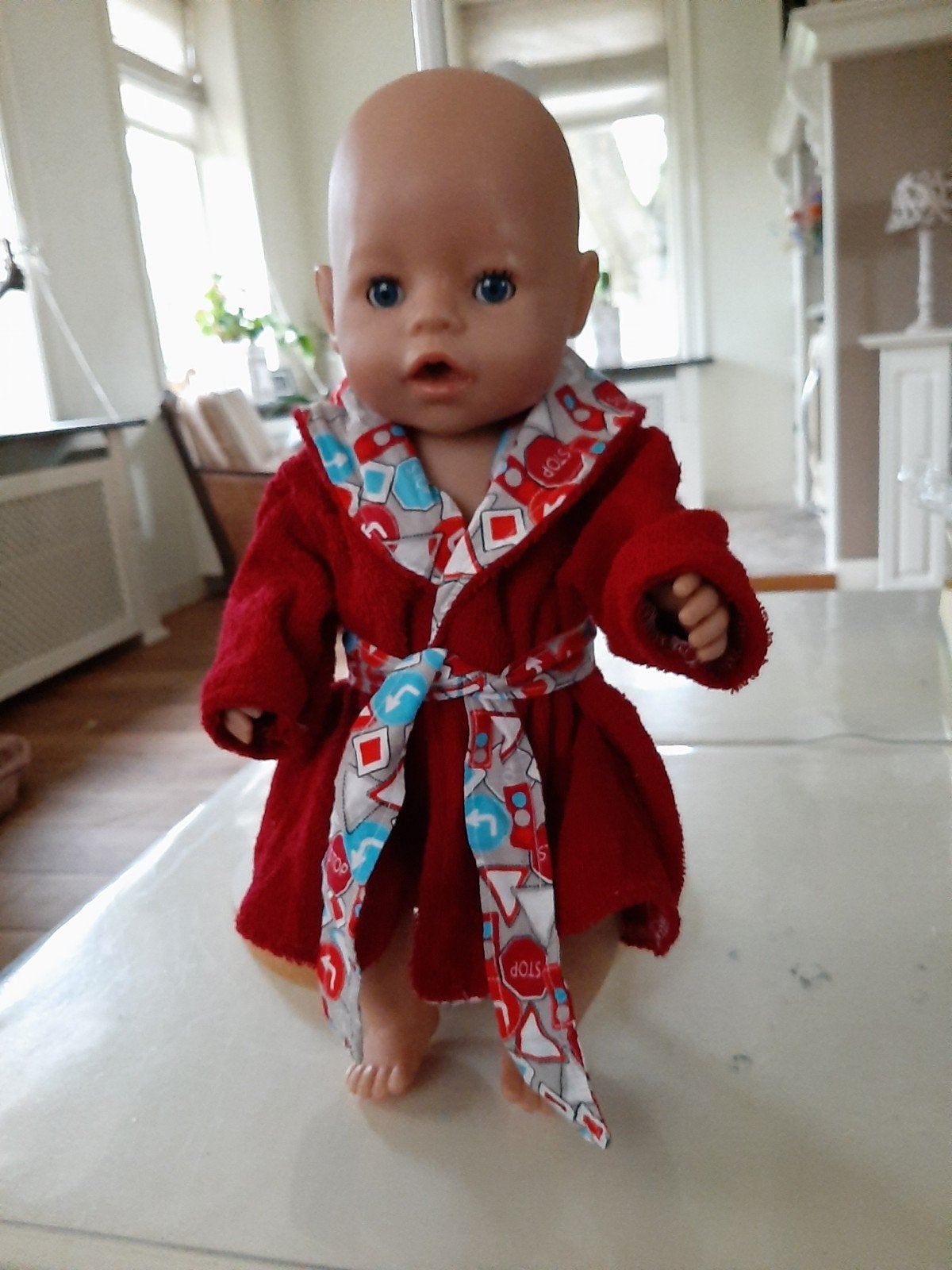 Leuke jongens badjas baby born pop 43cm, Ophalen of Verzenden, Nieuw, Babypop