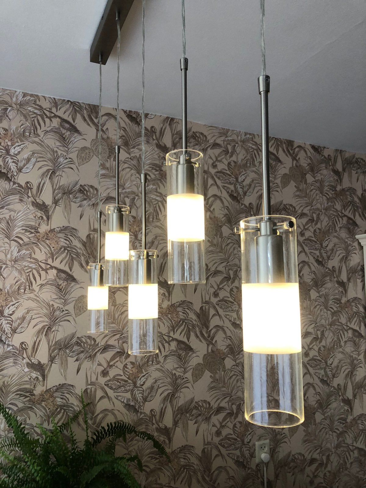 Hanglamp met 5 kelken, Ophalen, Zo goed als nieuw, Glas, Modern