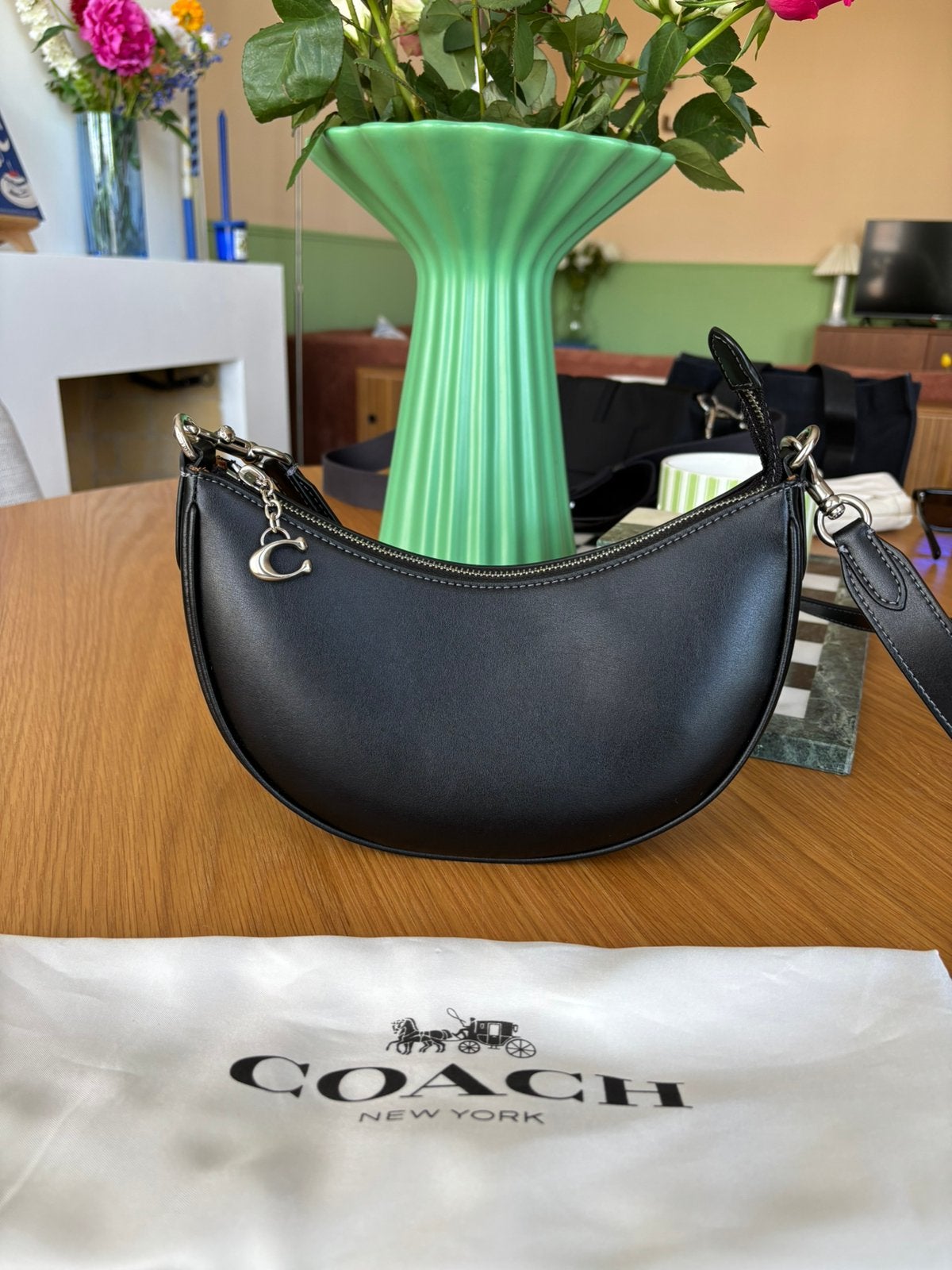 Coach Mira tas zwart leer, Sieraden, Tassen en Uiterlijk, Tassen | Damestassen, Ophalen of Verzenden, Zo goed als nieuw, Zwart