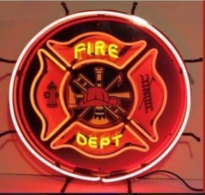 Fire Dept USA banrdweer neon licht reclame verlichting decor, Gebruikt, Lichtbak of (neon) lamp, Ophalen of Verzenden, Info@americansaleshop.nl