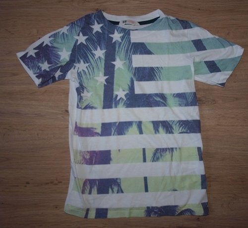 Wit Shirt Palmbomen H&M (134-140), Gebruikt, H&M, Ophalen of Verzenden, Shirt of Longsleeve