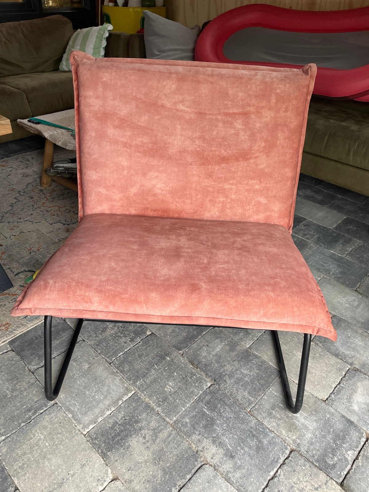 Comfortabele suède stof stoel/bankje - Roze, Ophalen, Gebruikt, Overige kleuren, Eén