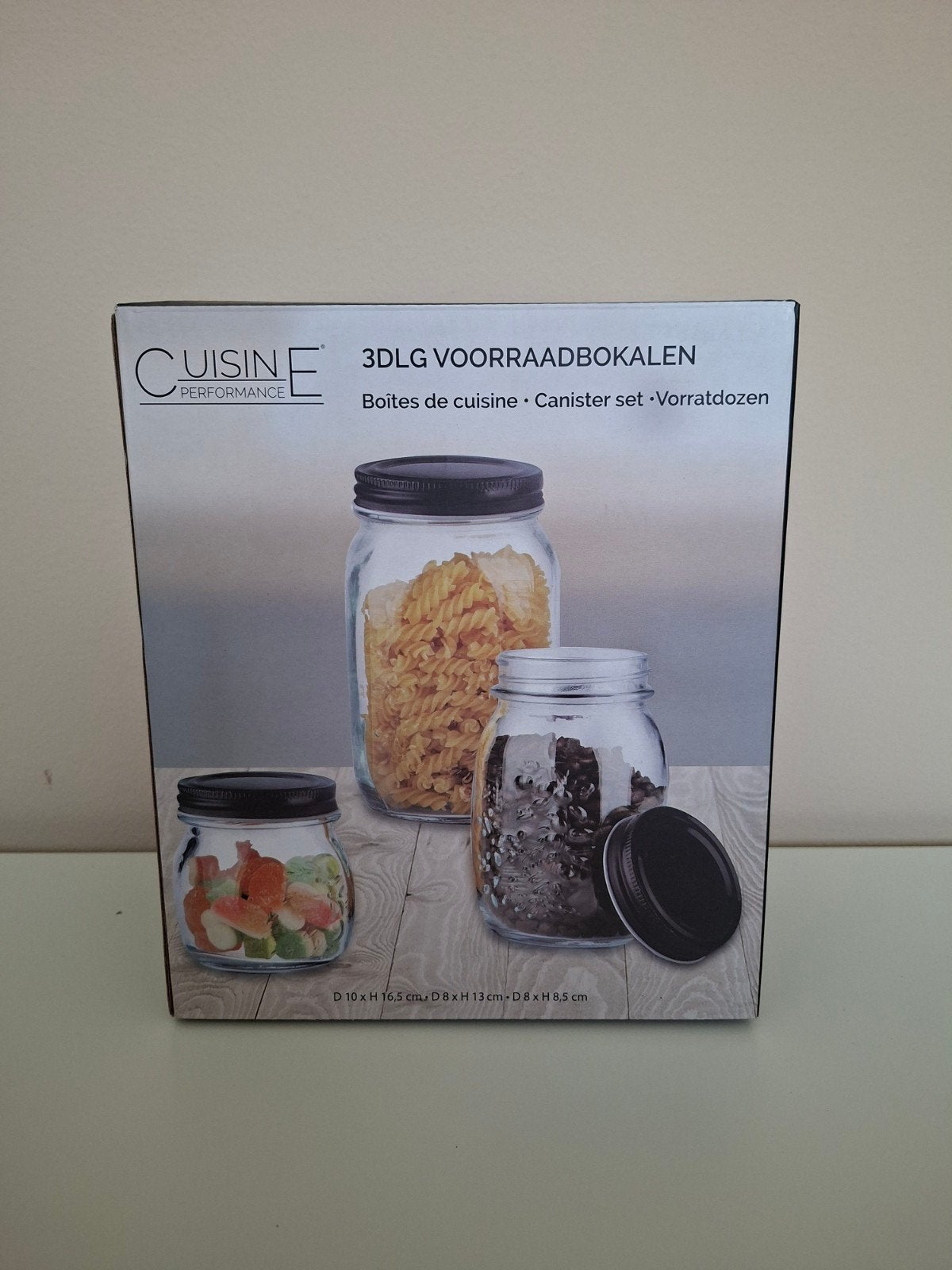 3-delige voorraadpotten set, Huis en Inrichting, Ophalen, Glas, Nieuw, Overige merken