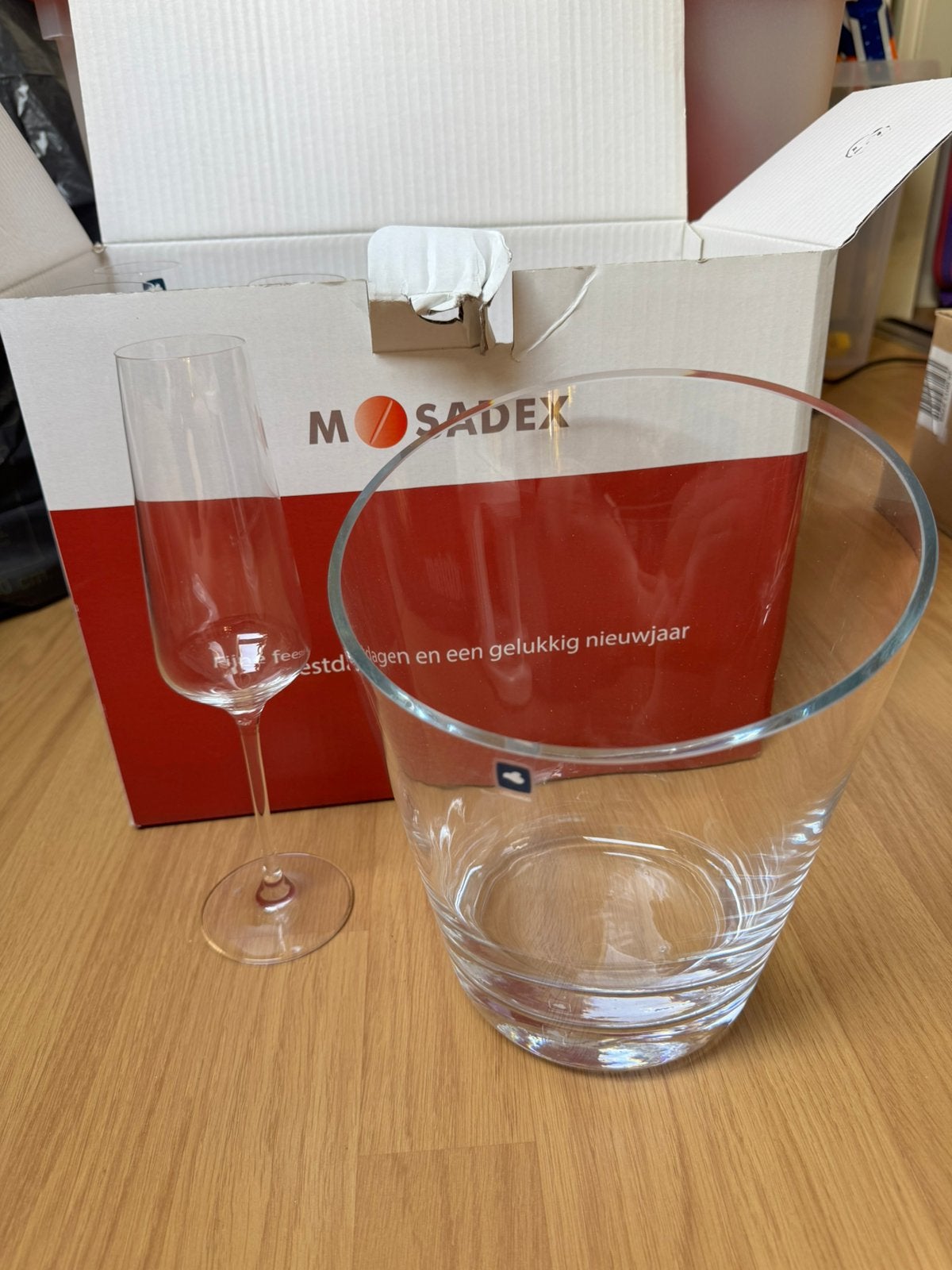 4x Champagne glazen + koeler GLOEDNIEUW (Leonardo Puccini), Ophalen, Nieuw, Overige typen
