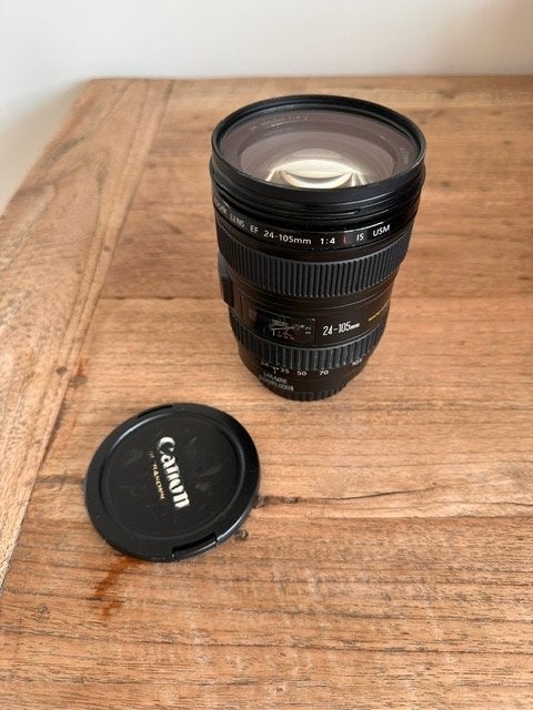 Canon lens EF 24-105 mm f/4.0L USM met zonnekap /uv filter, Zonnekap, Gebruikt, Canon, Ophalen of Verzenden