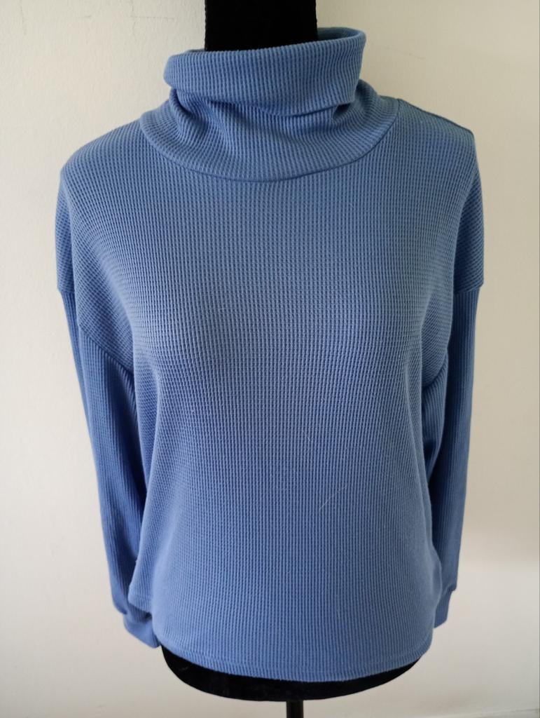 Shein coltrui maat L - Blauw geribbelde trui, Kleding | Dames, Truien en Vesten, Blauw, Maat 42/44 (L), Ophalen of Verzenden, Zo goed als nieuw