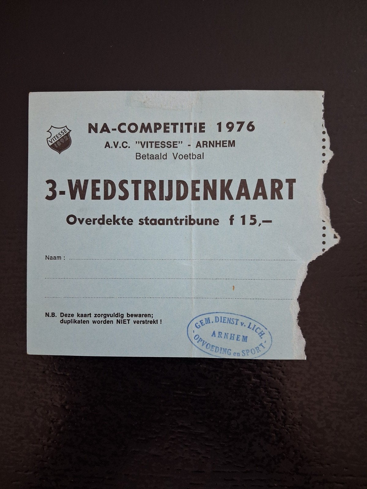 Nacompetitie 1976 Vitesse  -Fortuna SC/FC VVV/WVV Wageningen, Ophalen of Verzenden, Gebruikt, Vitesse, Poster, Plaatje of Sticker
