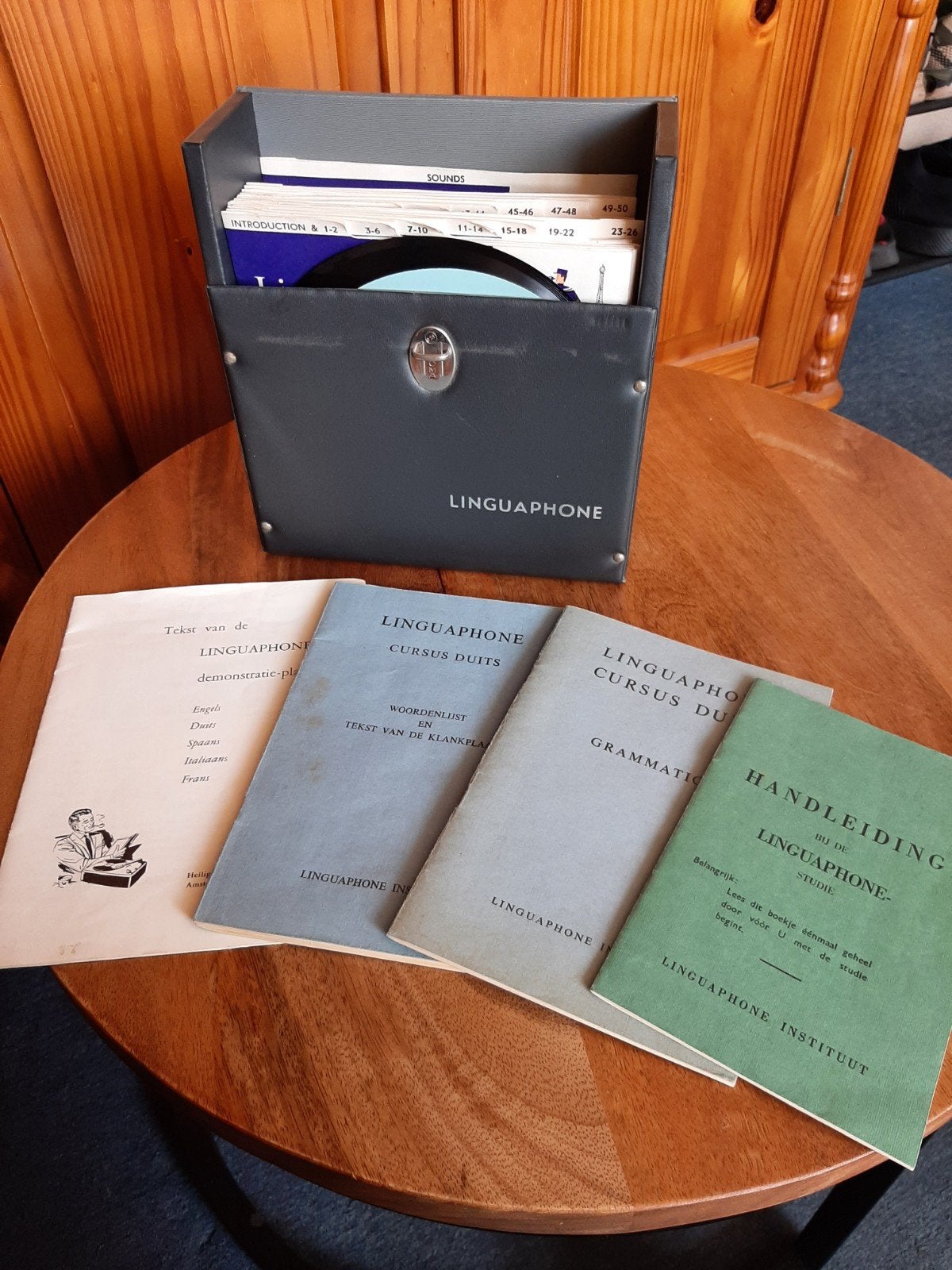Vintage Linguaphone Cursus Duits met platen en boeken, Ophalen, Zo goed als nieuw, Gamma, Linguaphone Institute