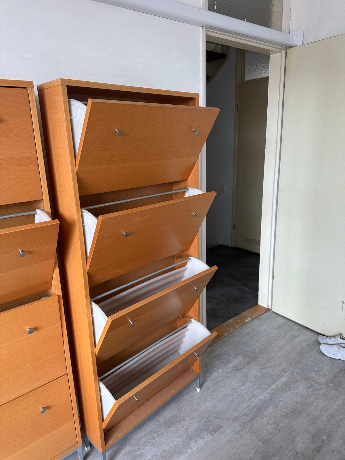 Schoenenkast met 4 vakken - Houtkleur, Ophalen, Zo goed als nieuw