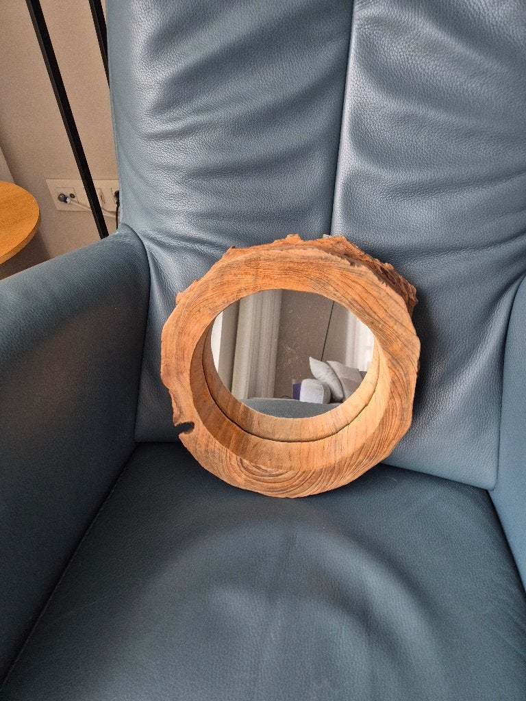 houten spiegel, Ophalen, Minder dan 50 cm, Rond, Nieuw