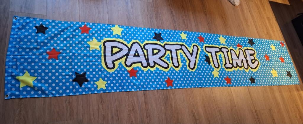 Groot Spandoek 'PARTY TIME' - 290x57 cm, Ophalen of Verzenden, Gebruikt, Versiering, Verjaardag