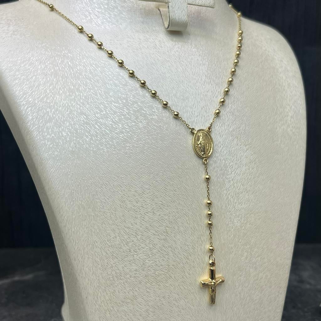 14k gouden rozenkrans kruis ketting collier, Sieraden, Tassen en Uiterlijk, Kettingen, Ophalen of Verzenden, Zo goed als nieuw