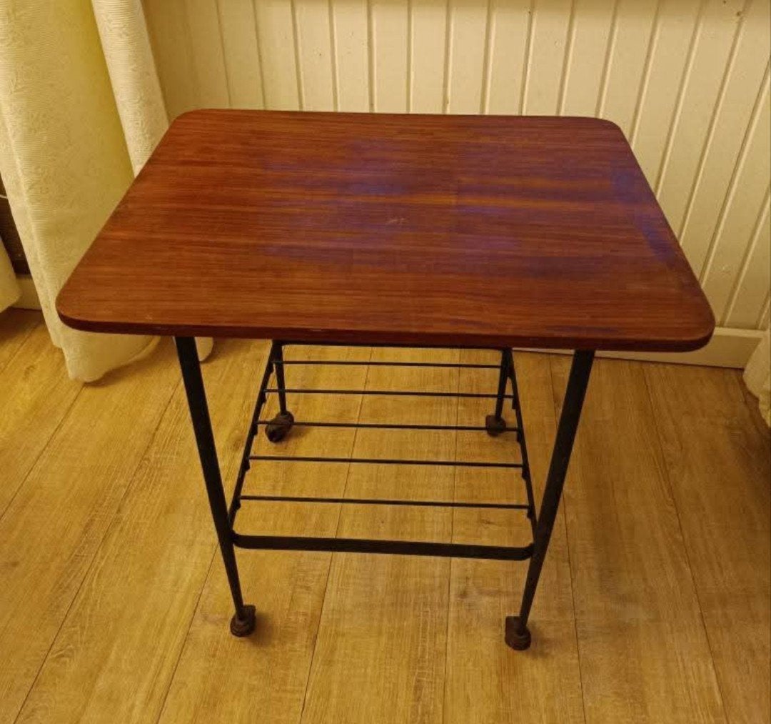 echte vibtage trolley/bijzettafel mid century, Huis en Inrichting, Tafels | Bijzettafels, Ophalen, Rechthoekig, Vintage mid century