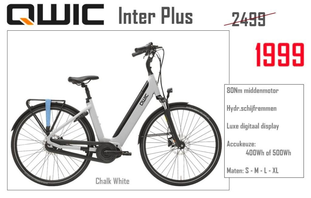 EXTRA INGEKOCHT VOORDEEL:  Qwic Inter plus € 2499 Nu € 1999