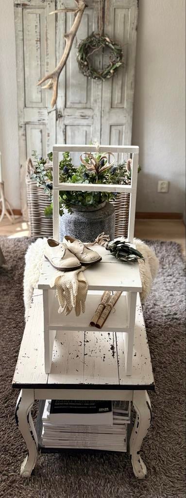 Brocante wit houten stoeltje / laddertje, Ophalen of Verzenden