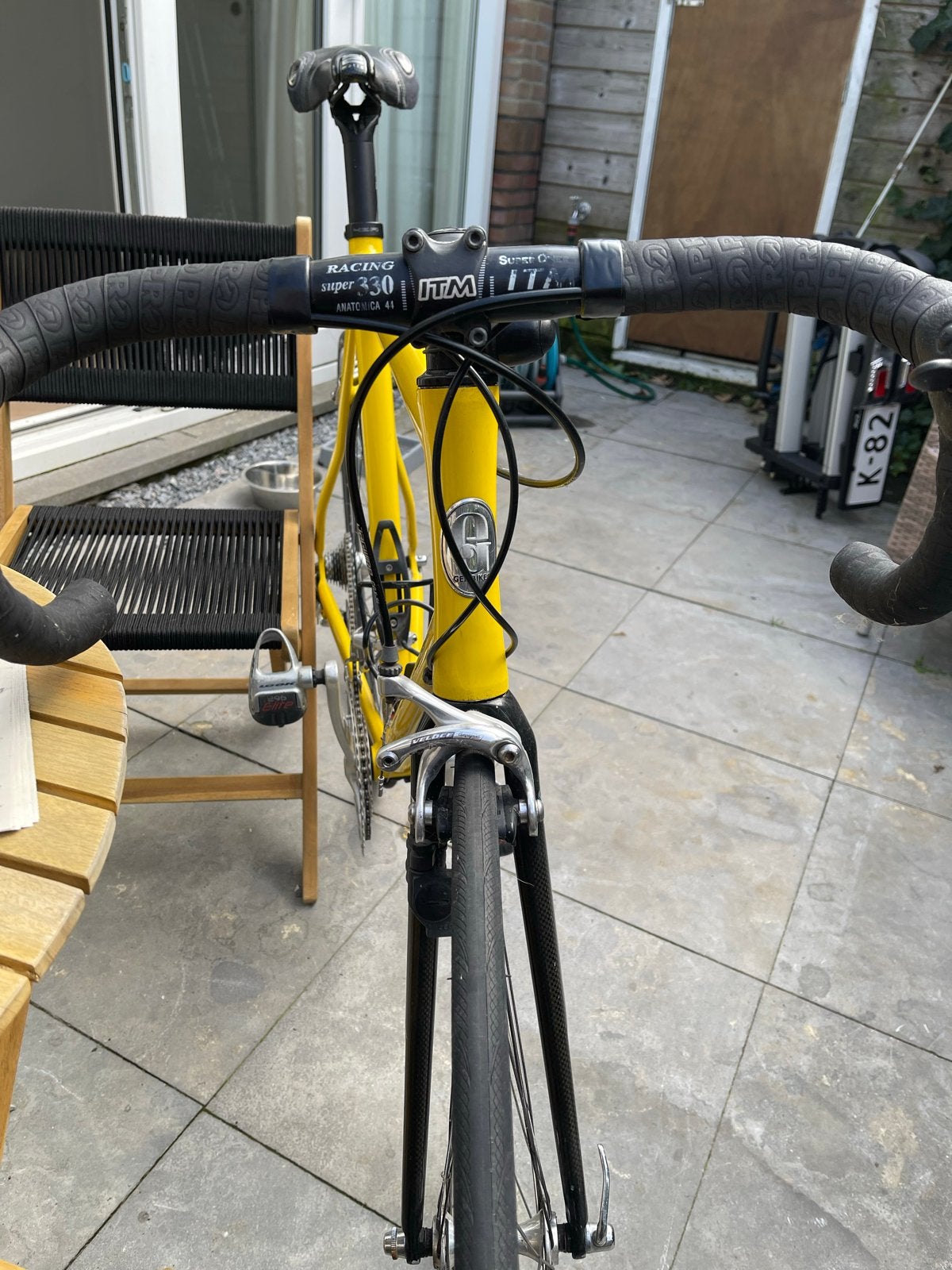 Gele racefiets, GER. 3 bladen voor. Carbon voorvork, 28 inch, Gebruikt, Aluminium, Meer dan 20 versnellingen