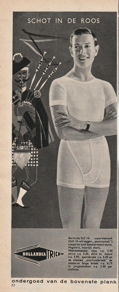 Retro reclame 1960 Hollandia heren ondergoed Schot roos, Verzenden, Overige typen