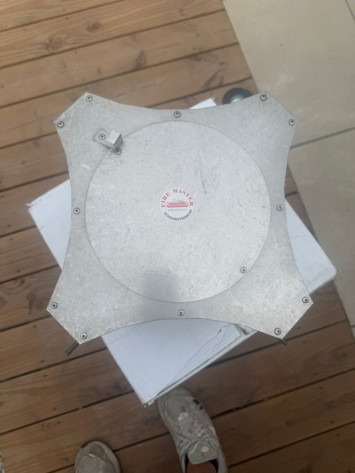 Firemaster deluxe rvs schoorsteenkap, Ophalen, Steen of Klei, Zwart, Zo goed als nieuw