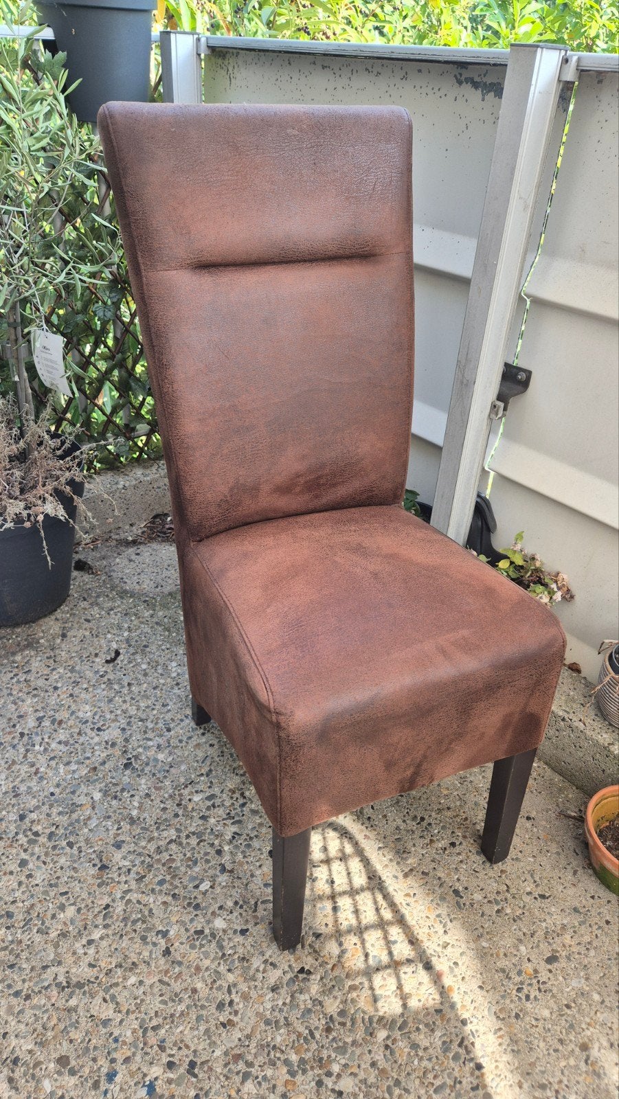 6 donker bruine stoelen, Huis en Inrichting, Stoelen, Ophalen, Gebruikt, Bruin, Leer