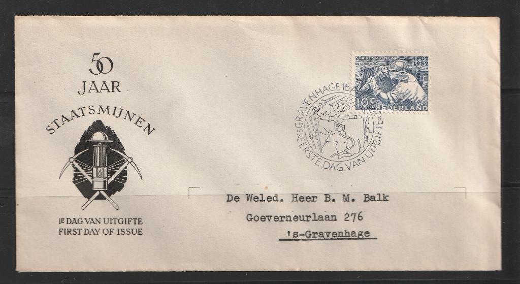 E8 1952 50 jaar Ned. Staatsmijnen, Postzegels en Munten, Postzegels | Nederland, Ophalen of Verzenden, Na 1940, Gestempeld