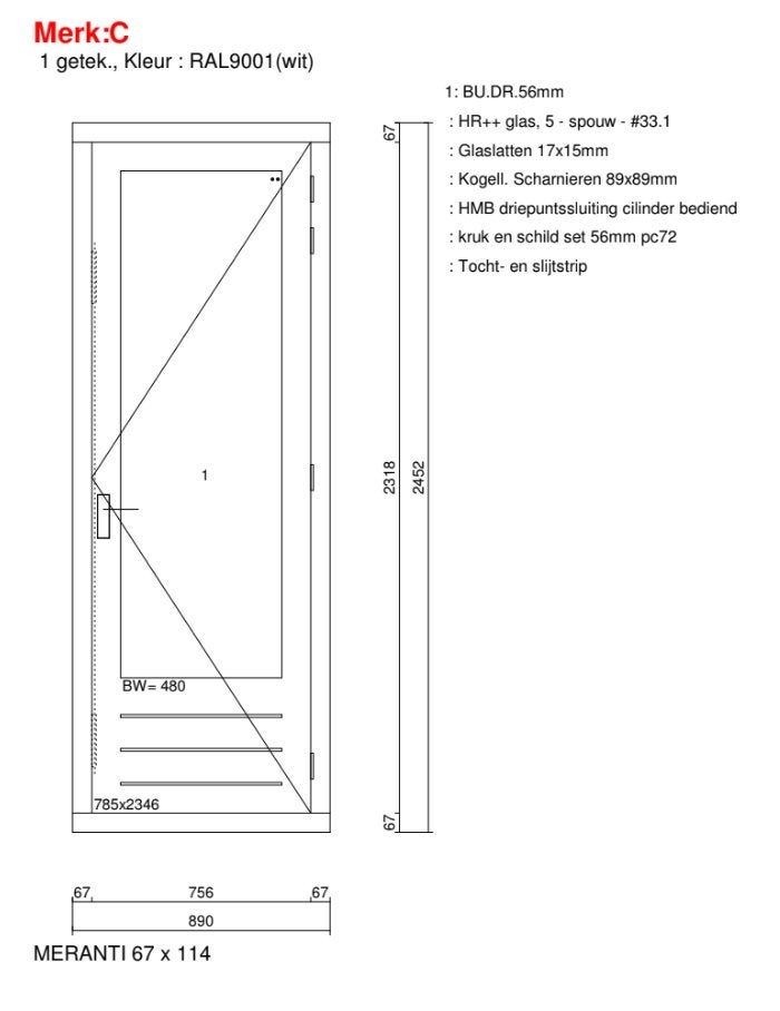 Te koop: 2 houten buitendeuren Meranti wit – HR++ glas, Doe-het-zelf en Verbouw, Deuren en Horren, Ophalen, Gebruikt, 80 tot 100 cm
