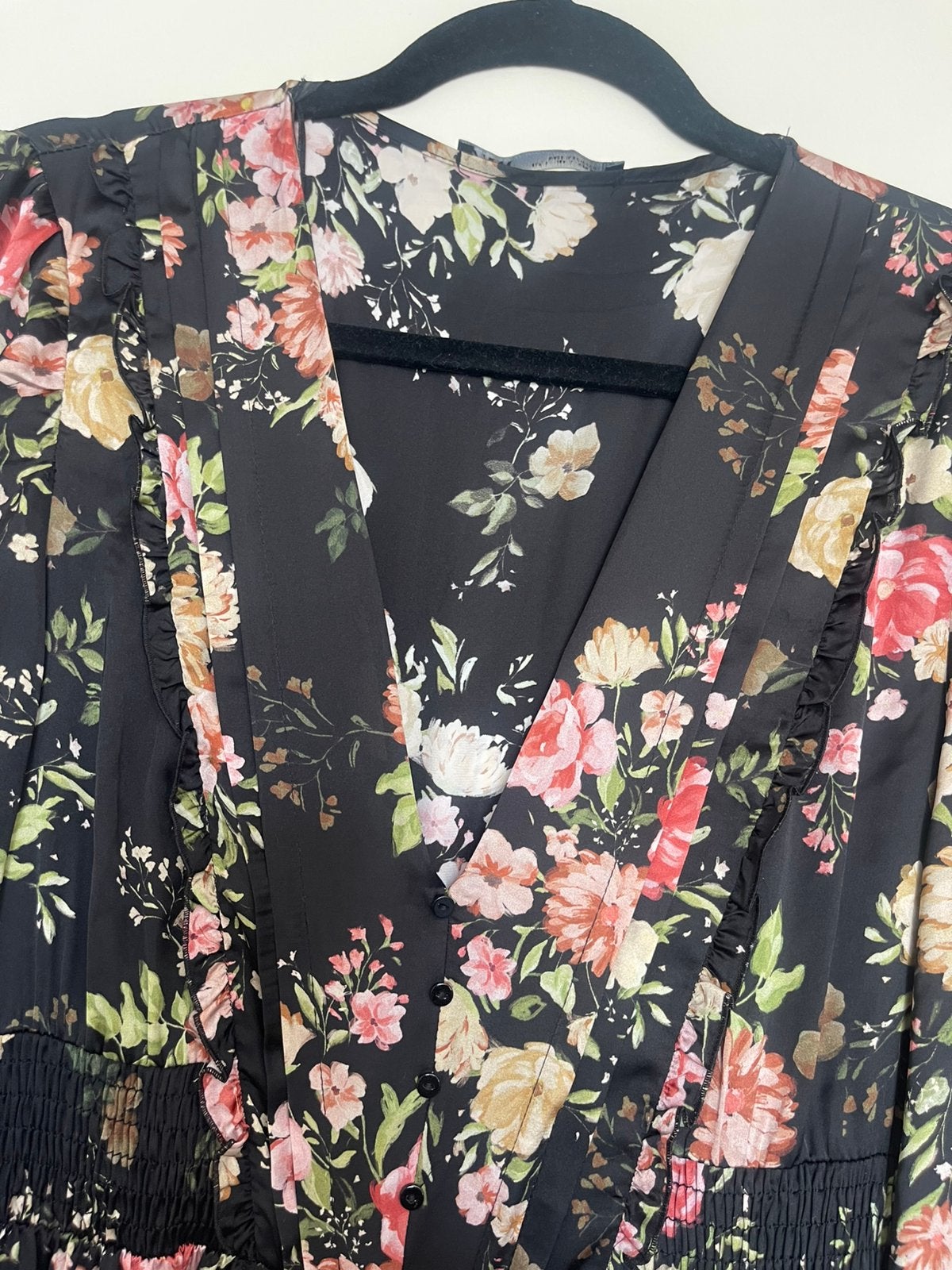 Zara zwierige  bloemen maxi jurk maat L, Zwart, Maat 42/44 (L), Ophalen of Verzenden, Zo goed als nieuw