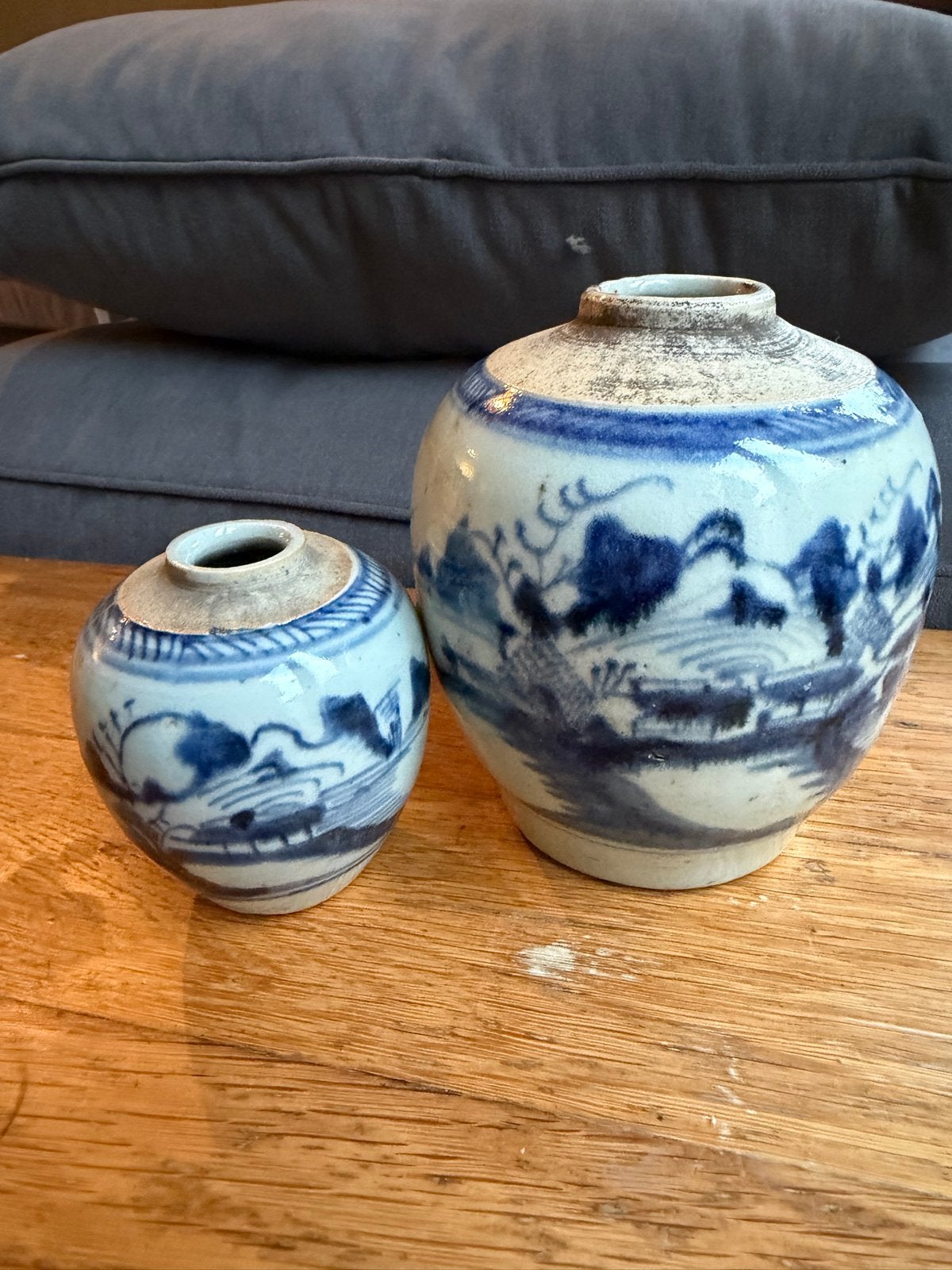 Antieke Chinese Blauw-Witte Gemberpotten (2 stuks), Ophalen of Verzenden