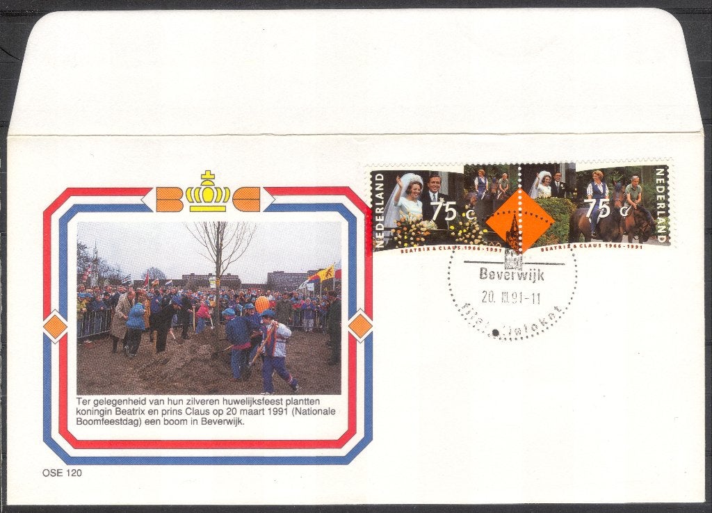 OSE120 - boomplant Beverwijk zilveren huwelijk Beatrix Claus, Verzenden, Envelop