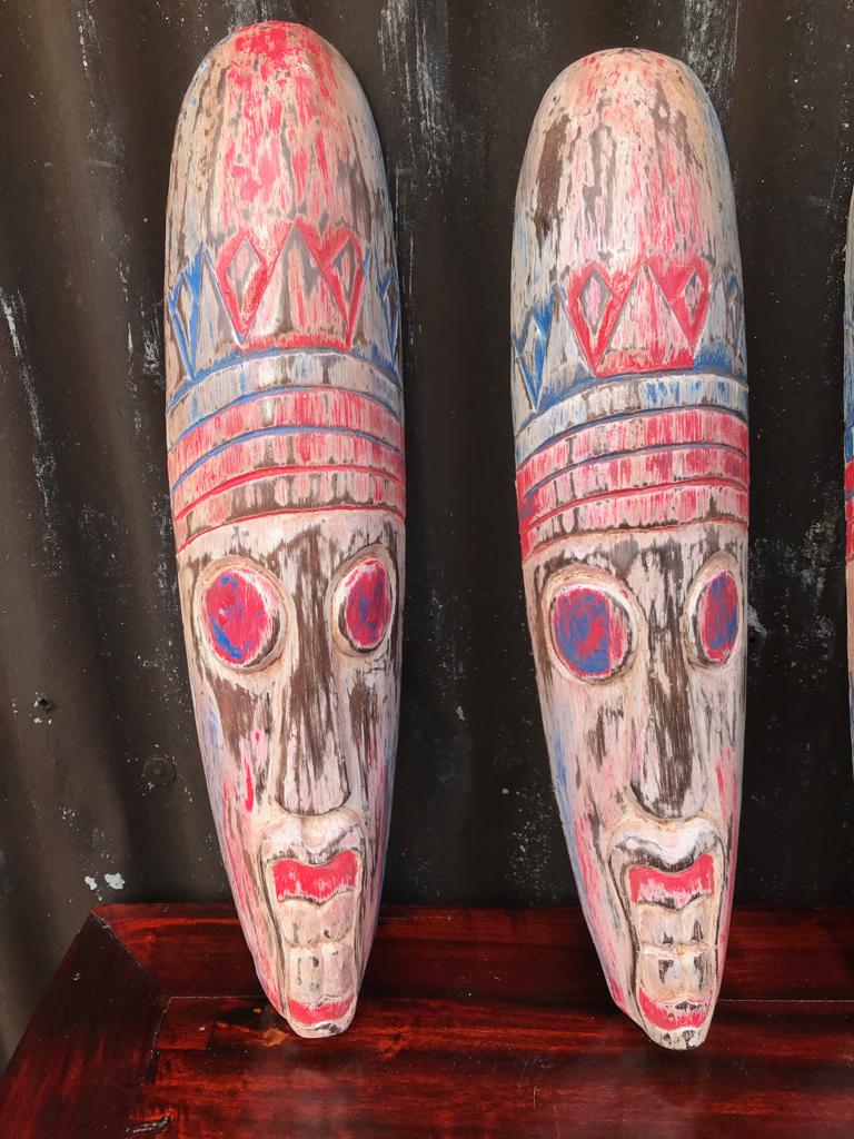 Houtsnijwerk masker uit bali indonesie handwerk, Hout, Meerkleurig, Nieuw, Ophalen of Verzenden