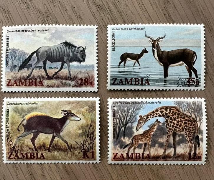 Zambia 1983 - Dieren giradf wildebeest (postfris), Ophalen of Verzenden, Zambia, Postfris