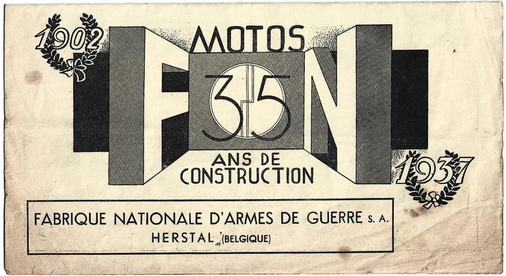 FN Herstal 1936 / 1937 folder moto motor (FN367), Motoren, Ophalen of Verzenden, Overige merken