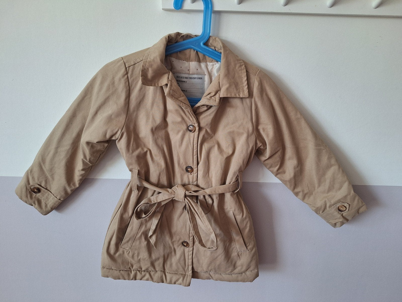Mooie beige parka najaarsjas maat 98 van Prenatal!, Gebruikt, Meisje, Ophalen of Verzenden, Prenatal