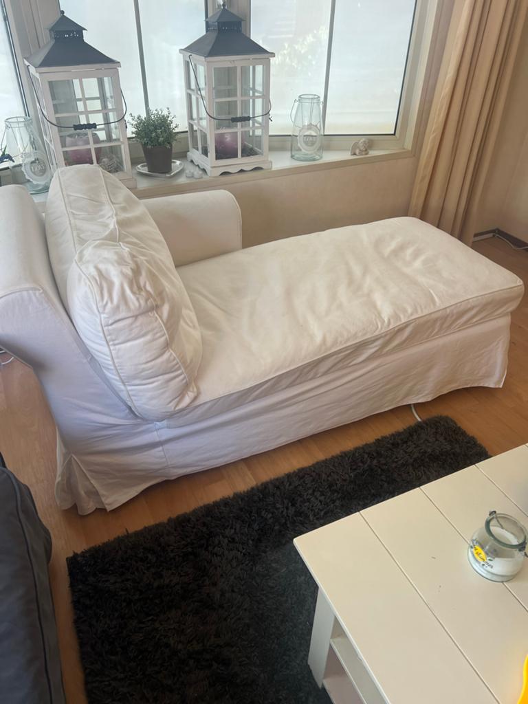 Witte chaise longue met afneembare hoes, Ophalen, Gebruikt, Stof