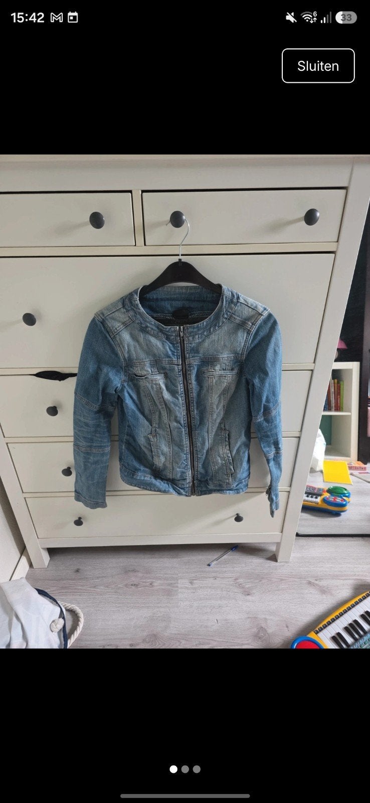 Flame spijkerjasje maat M (38/40), Kleding | Dames, Jassen | Zomer, Maat 38/40 (M), Flame, Gedragen, Verzenden