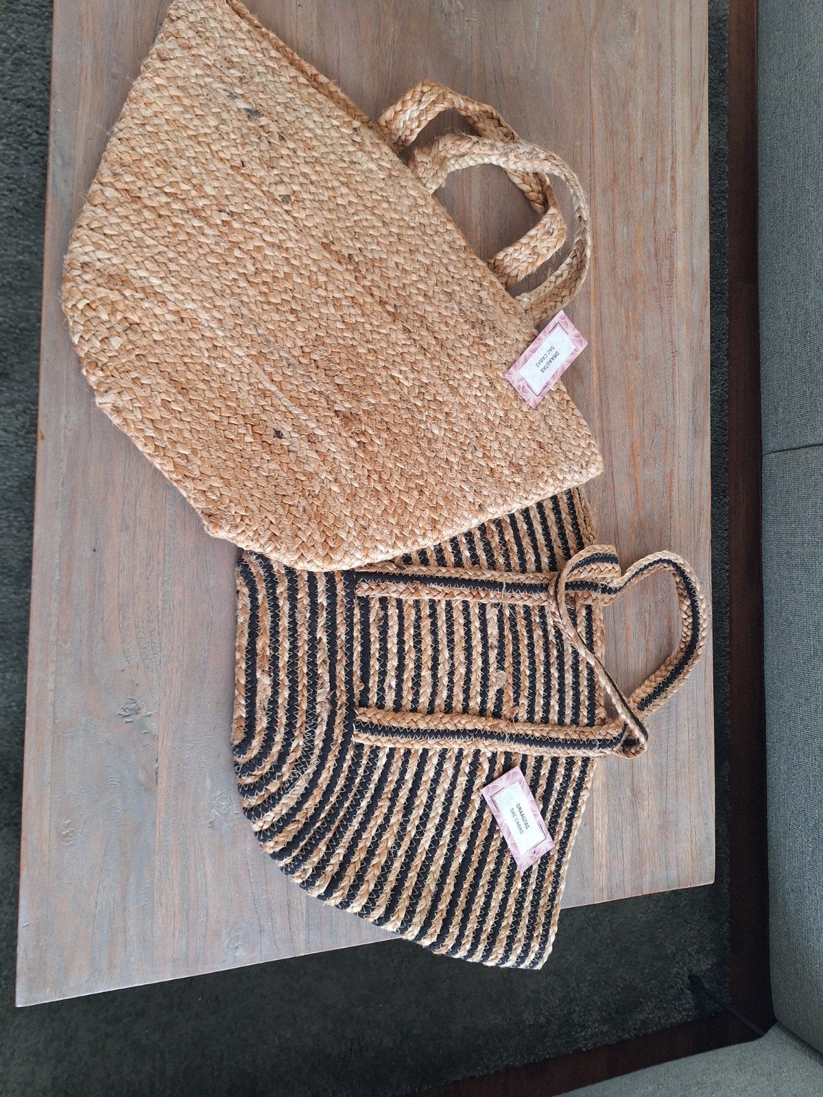Twee nieuwe draagmanden/tassen van jute, Ophalen, Nieuw, Beige, Handtas