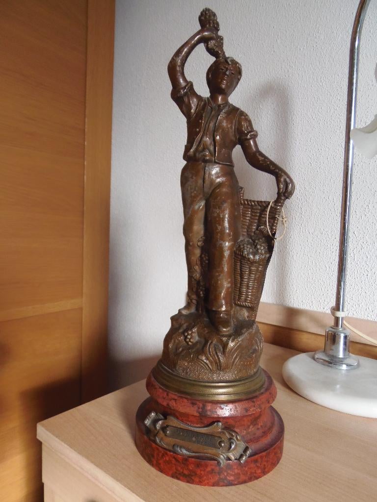 Antiek spelter Beeld van Ferville Suan ., Ophalen of Verzenden, Gemerkt, Metaal