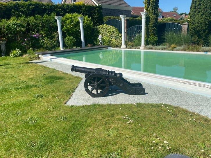 Gietijzeren kanon voor tuin of terras. Mooi exemplaar., Ophalen, Gebruikt