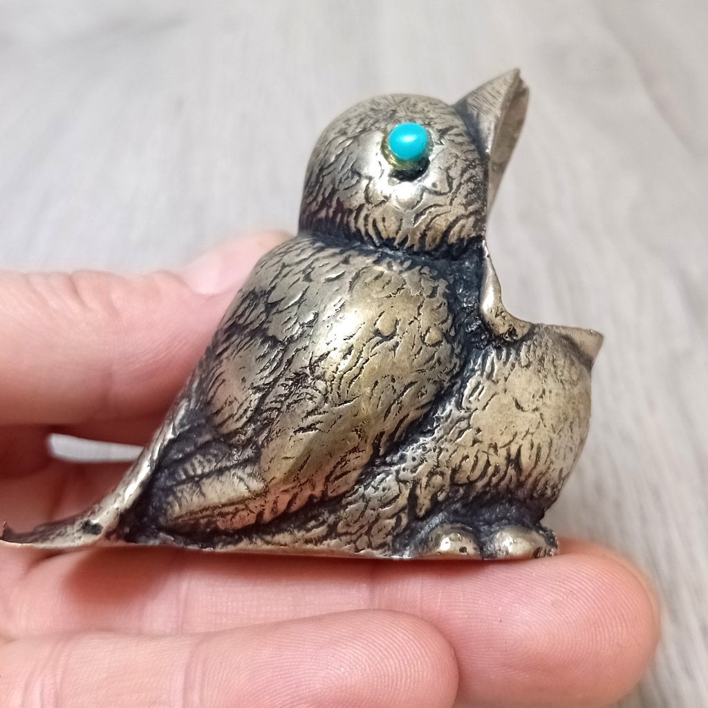 vintage metalen vogel asbak, Verzenden