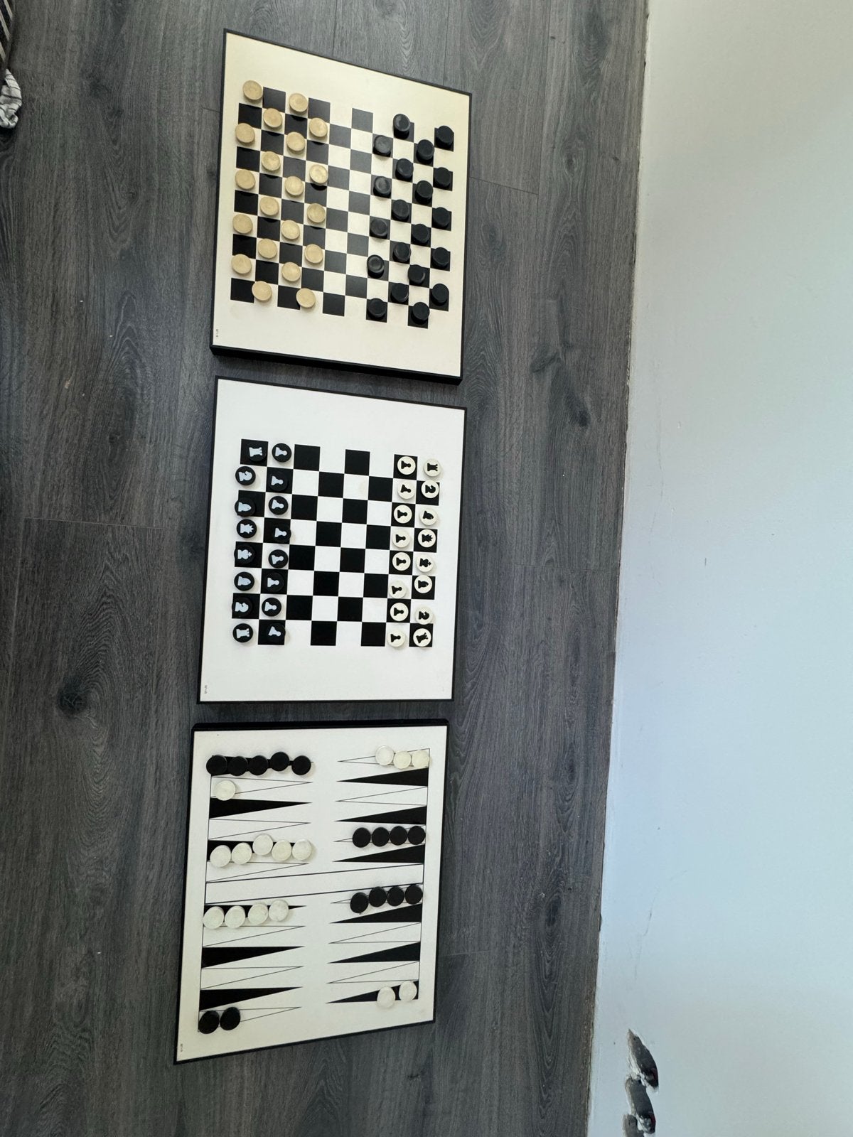 3-in-1 Bordspellen Set: Schaak, Dam, Backgammon, Een of twee spelers, Ophalen, Gebruikt
