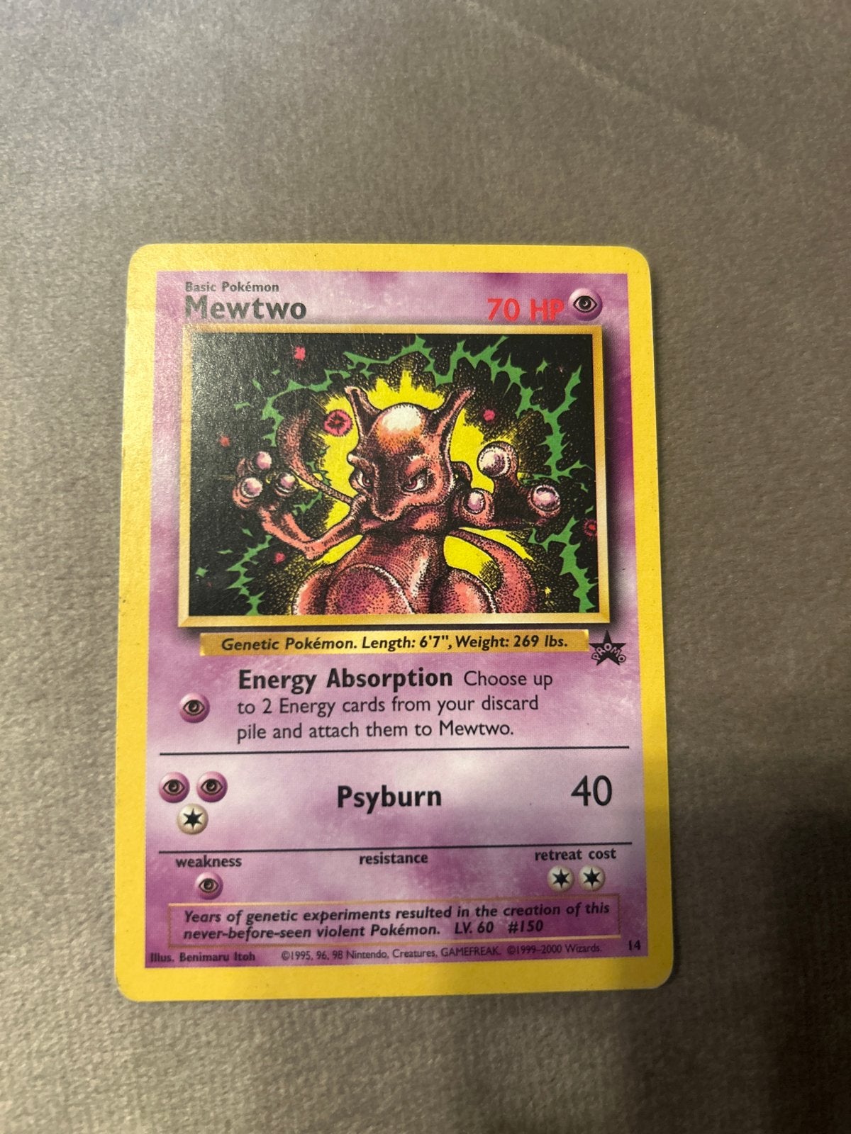 Mewtwo Pokémon kaart - Basic Pokémon 70 HP, Hobby en Vrije tijd, Ophalen, Gebruikt, Losse kaart