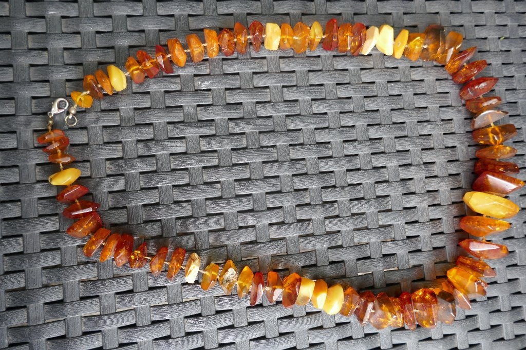 Grote lange Barnstenen ketting, Verzenden, Zo goed als nieuw, Overige kleuren, Steen of Mineraal