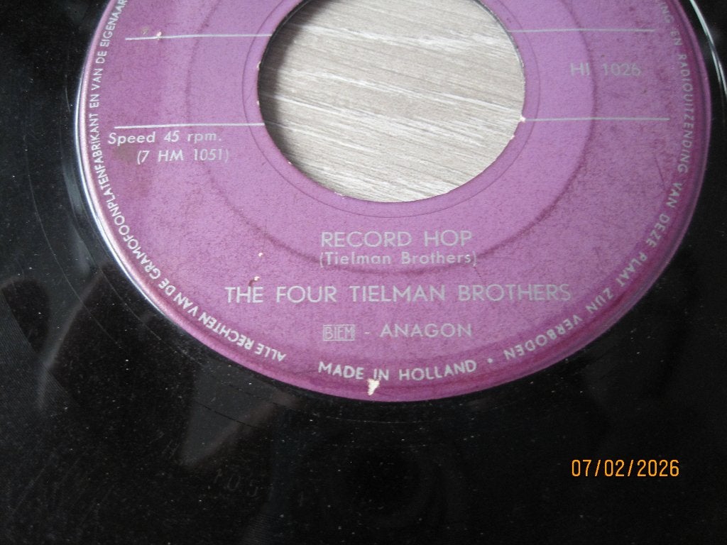 The Four Tielman Brothers  -  Record hop, Cd's en Dvd's, Originele persing, 7 inch, Ophalen of Verzenden, Zo goed als nieuw
