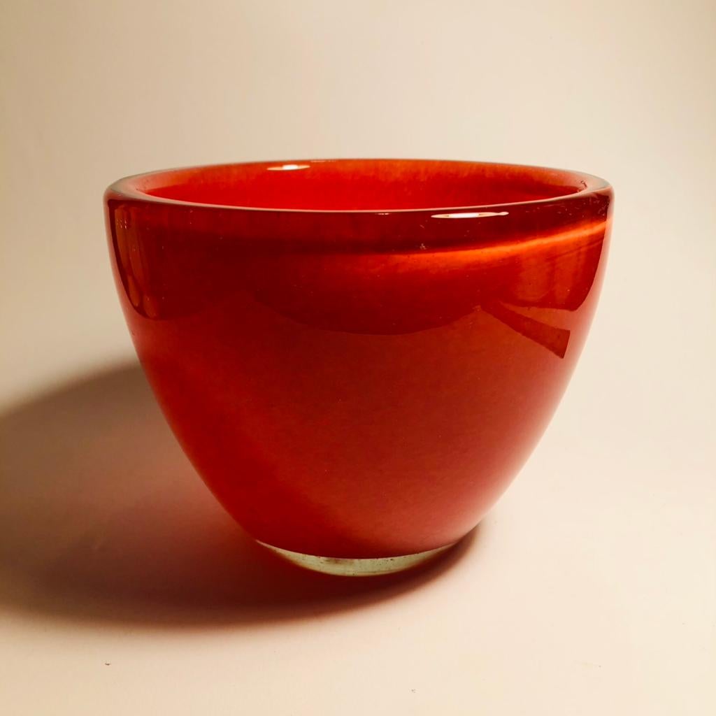 Mooi glazen plantenpotje, rood oranje glas,mondgeblazen, Verzenden, Cactus, Volle zon, Minder dan 100 cm