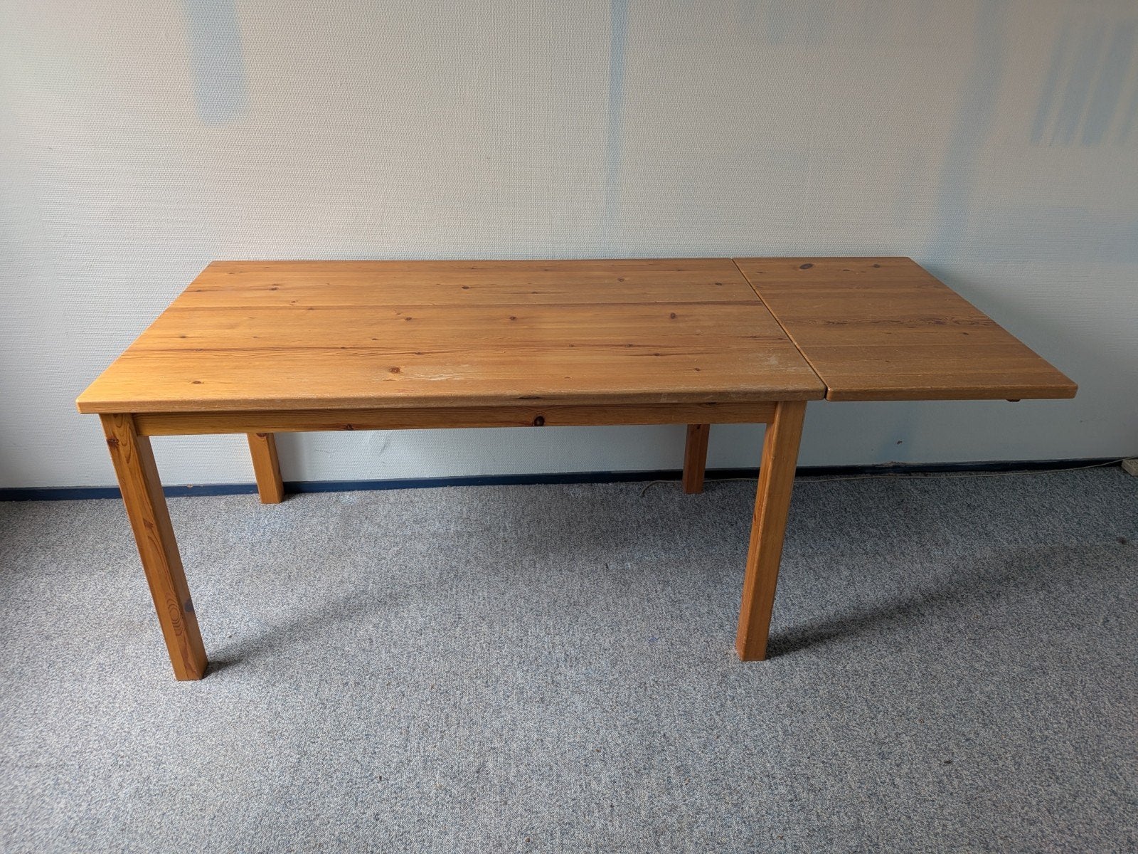 Vintage IKEA Leksvik eettafel van massief grenenhout, Ophalen, 100 tot 150 cm, 50 tot 100 cm, Grenenhout