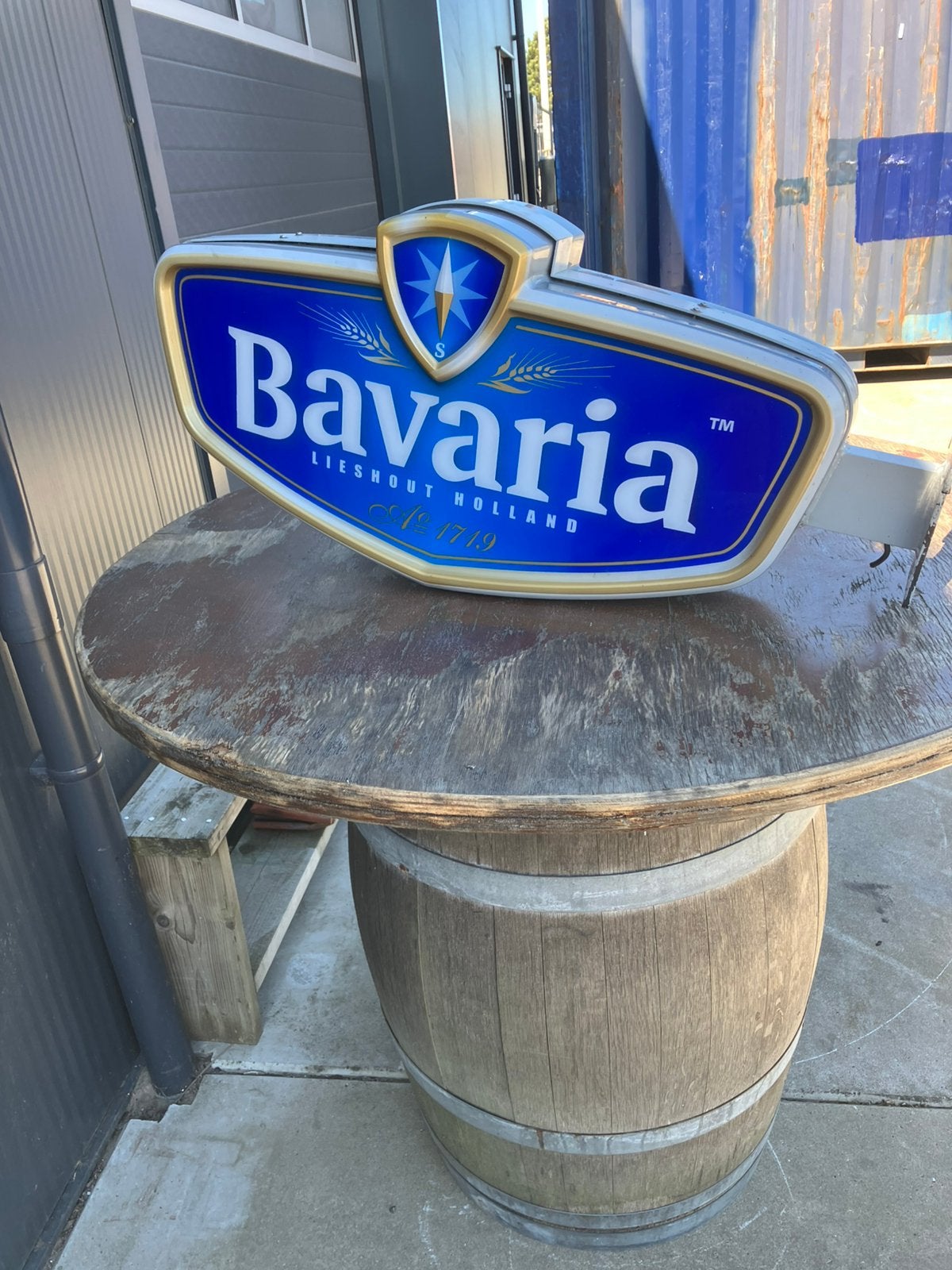 Bavaria licht reclame.dubbelzijdig., Ophalen, Zo goed als nieuw, Reclamebord