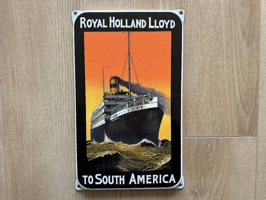 Emaille Reclame bord Royal Holland Lloyd, Ophalen of Verzenden, Gebruikt, Reclamebord