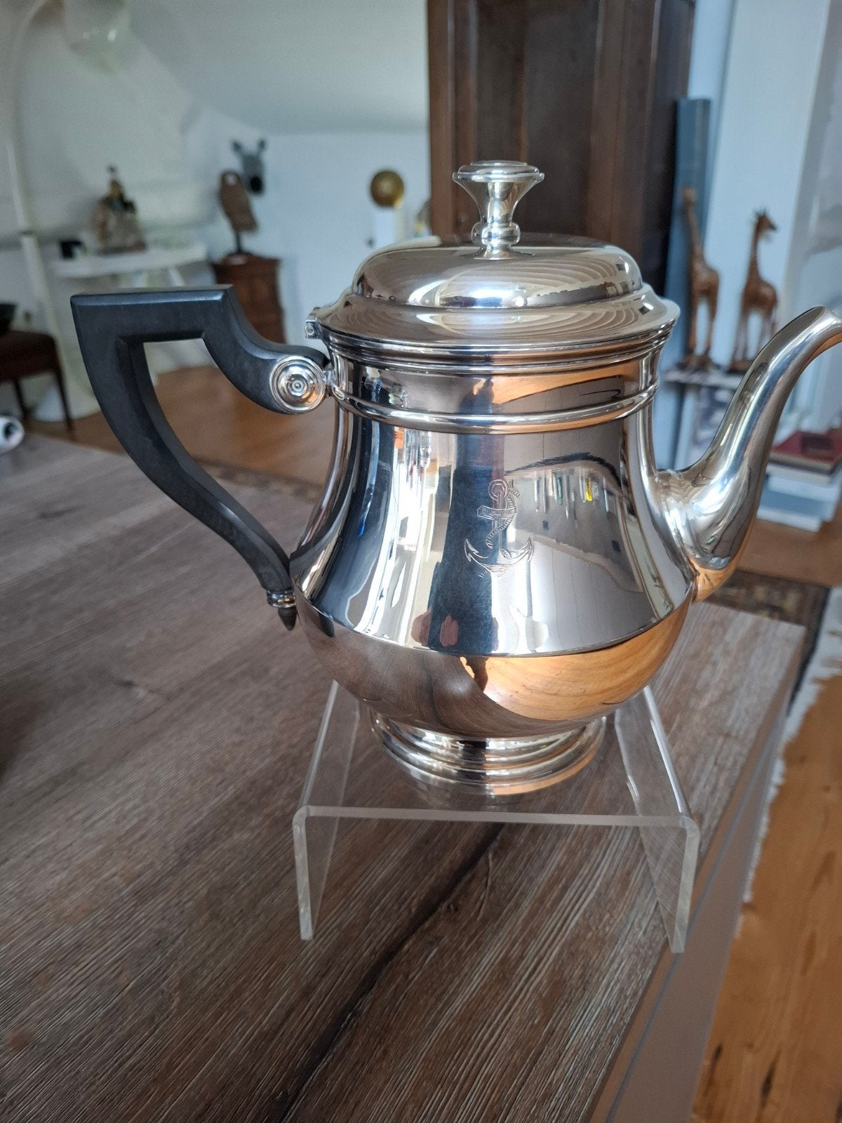 Exclusieve Verzilverde Koffiepot Franse Marine 1955, Verzenden, Zilver