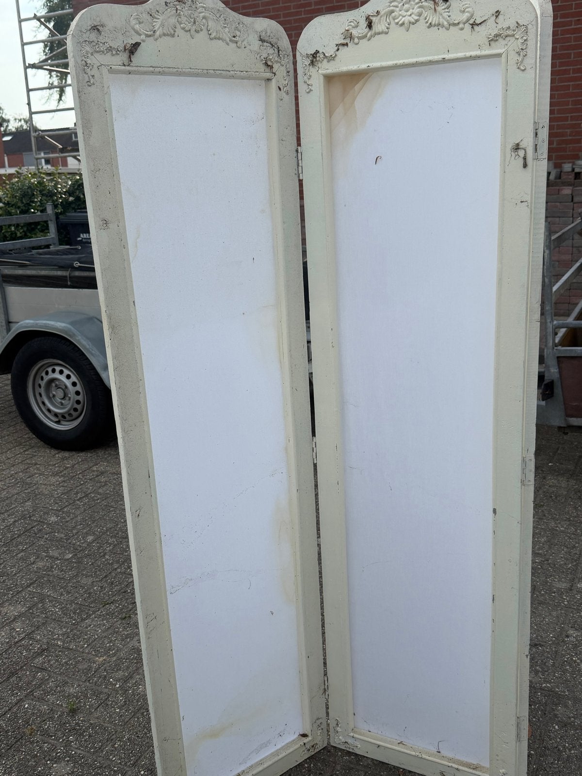 Decoratief brocant kamerscherm met sierlijke details, Ophalen