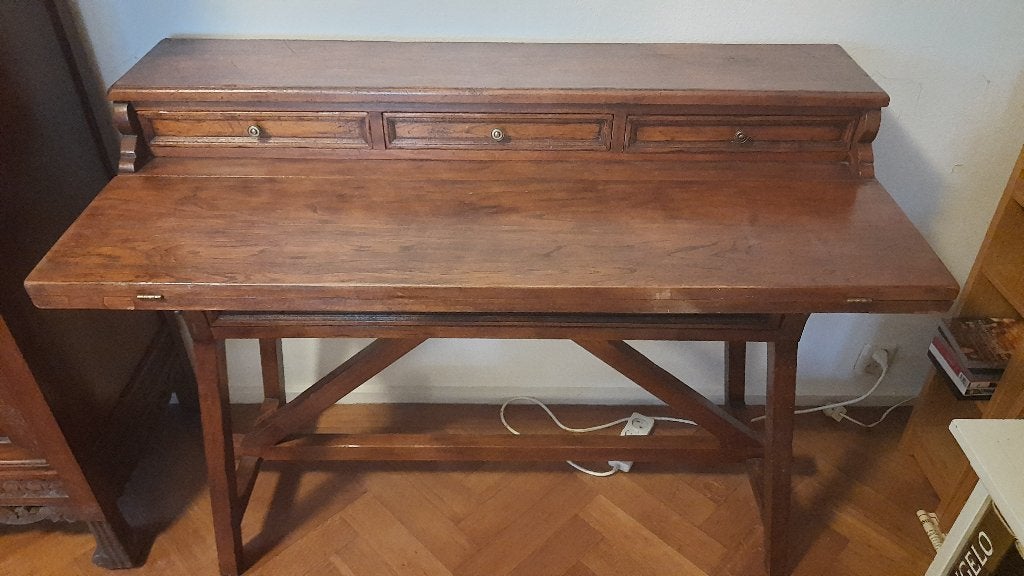 Antieke Rechthoek Bureau, Huis en Inrichting, Bureaus, Ophalen, Gebruikt, 120 cm, Secretaire